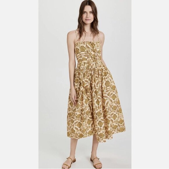 RHODE Katrina Floral Print 100% Cotton Midi-Dress Size 8 - Picture 1 of 8